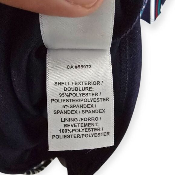 Laundry by Design Size S Belted Shift Dress Black Aqua Aztec Cowl Stretch Career - Picture 4 of 5